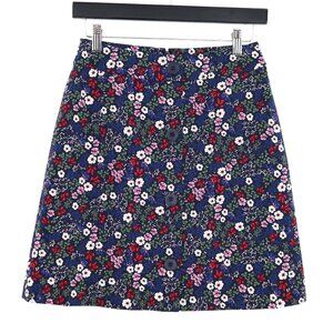 1901 Mini Skirt Women 2P Navy Twee Preppy Feminine Ditzy Floral Vintage-Inspired